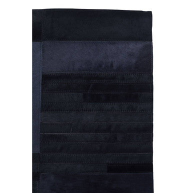Orsina Bosie Safira Small Black & Grey Geometric Hair on Leather Rug