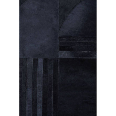 Orsina Bosie Safira Small Black & Grey Geometric Hair on Leather Rug