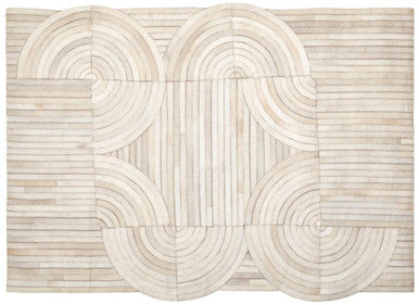 Orsina Safira Small Geometric Hair On Leather Rug – Natural Cream