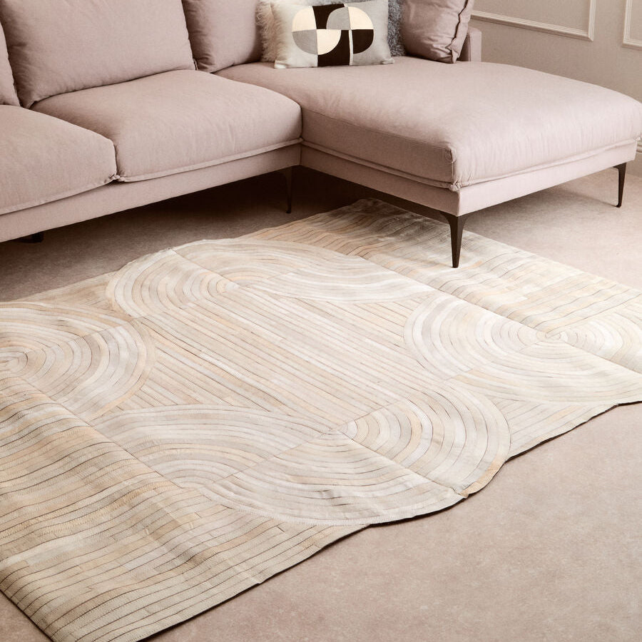 Orsina Safira Natural Hair On Leather Rug – Large Geometric Area Rug