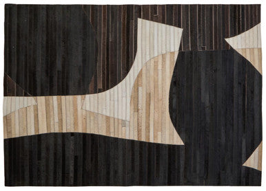 Orsina Safira Small Abstract Leather Rug – Brown & Black Hair On Hide