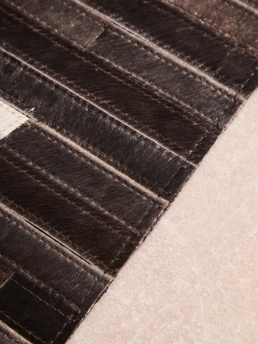 Orsina Safira Small Abstract Leather Rug – Brown & Black Hair On Hide