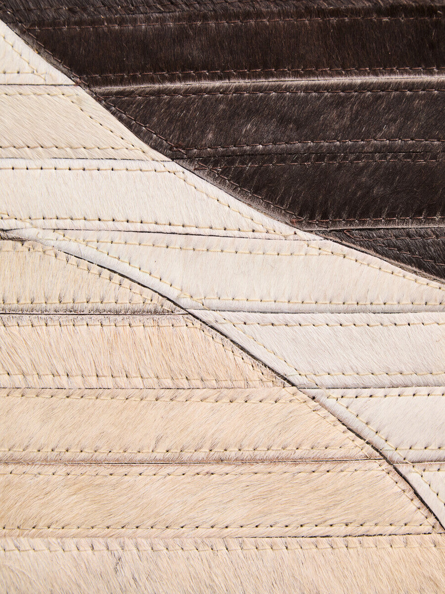 Orsina Safira Small Abstract Leather Rug – Brown & Black Hair On Hide