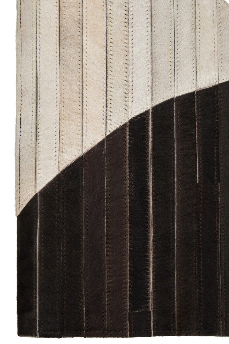 Orsina Safira Large Abstract Hair-on-Leather Rug | Black & Brown