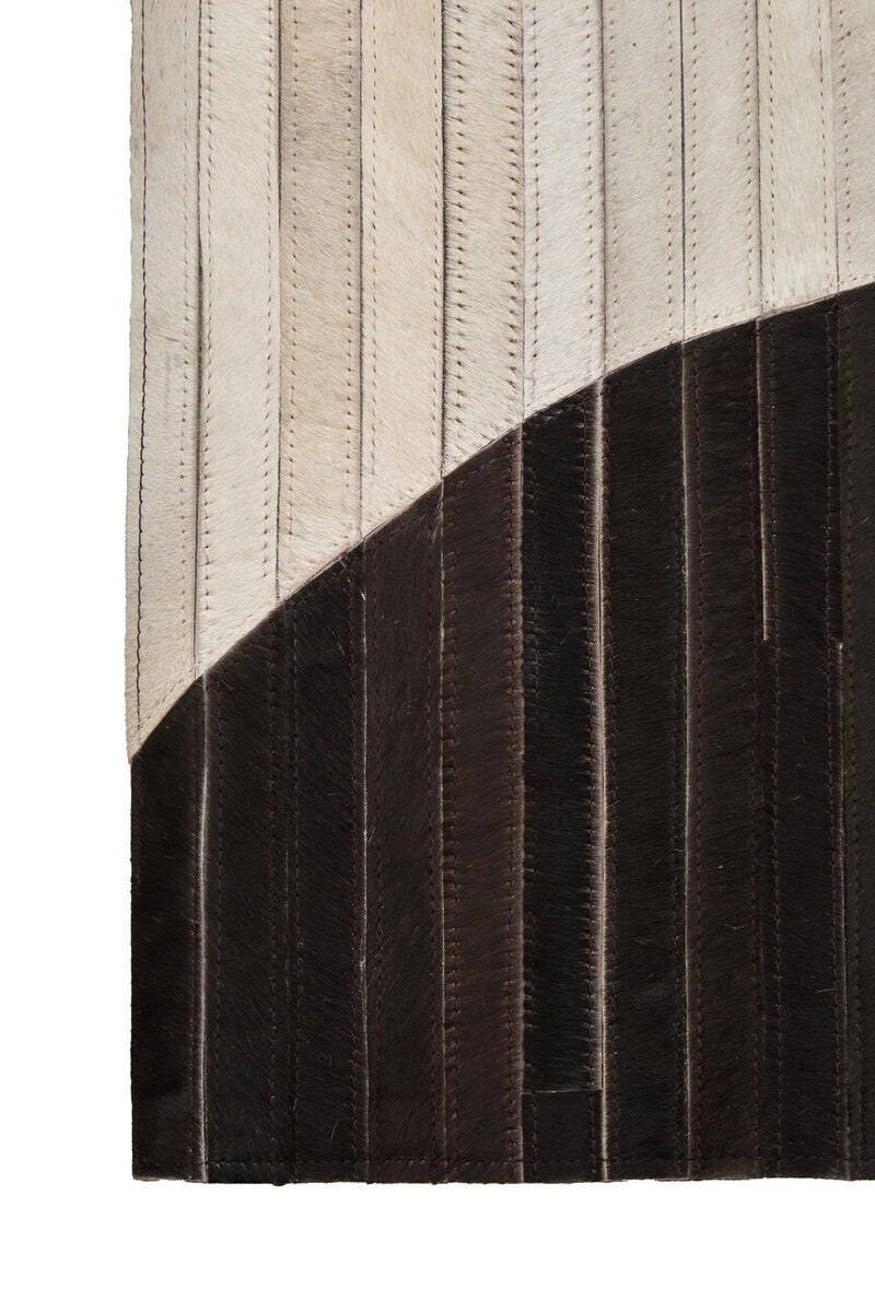 Orsina Safira Large Abstract Hair-on-Leather Rug | Black & Brown