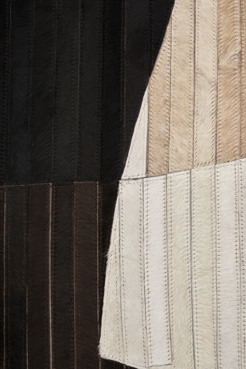 Orsina Safira Large Abstract Hair-on-Leather Rug | Black & Brown