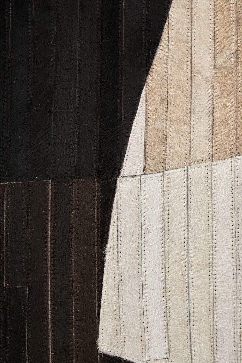 Orsina Safira Large Abstract Hair-on-Leather Rug | Black & Brown