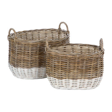 Orsina Hampstead Natural Rattan Oval Storage Baskets – Set of 2