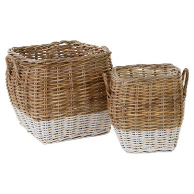 Orsina Hampstead Natural Rattan Square Storage Baskets – Set of 2