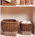 Orsina Hampstead Natural Rattan Square Storage Baskets – Set of 2