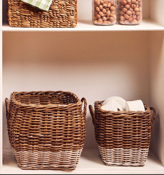 Orsina Hampstead Natural Rattan Square Storage Baskets – Set of 2