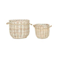 Orsina Argento Whitewash Rattan Storage Baskets | Handwoven Set of 2