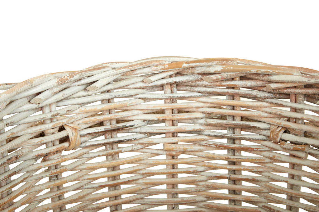 Orsina Argento Whitewash Rattan Storage Baskets | Handwoven Set of 2
