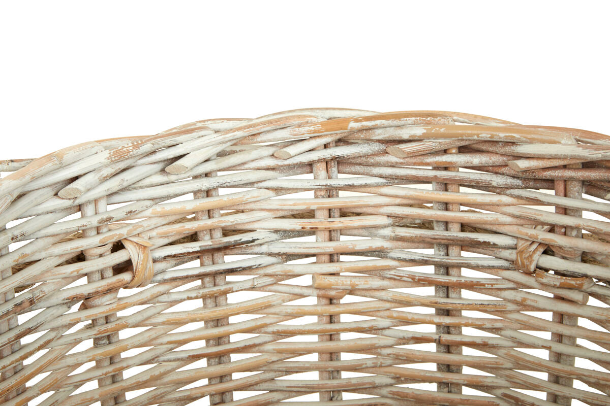 Orsina Argento Whitewash Rattan Storage Baskets | Handwoven Set of 2