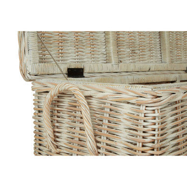 Orsina Argento Whitewash Rattan Storage Boxes with Hinged Lids - Set of 2