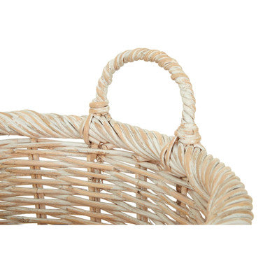Orsina Argento Whitewash Rattan Storage Baskets | Set of 3 Woven Baskets