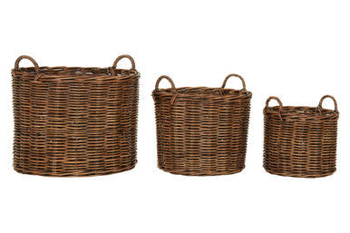Orsina Argento Brown Rattan Storage Baskets – Set of 3 Woven Baskets