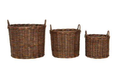 Orsina Argento Brown Rattan Storage Baskets – Set of 3 Woven Baskets