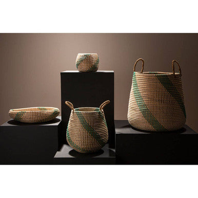 Orsina Bora Seagrass Storage Baskets – Set of 2 Woven Baskets with Handles