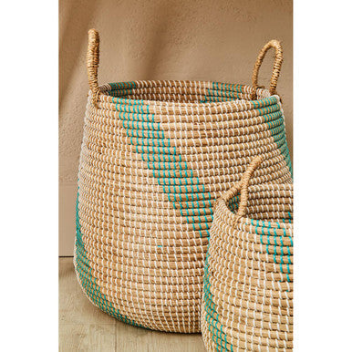Orsina Bora Seagrass Storage Baskets – Set of 2 Woven Baskets with Handles