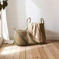 Orsina Bora Seagrass Storage Baskets – Set of 2 Woven Baskets with Handles