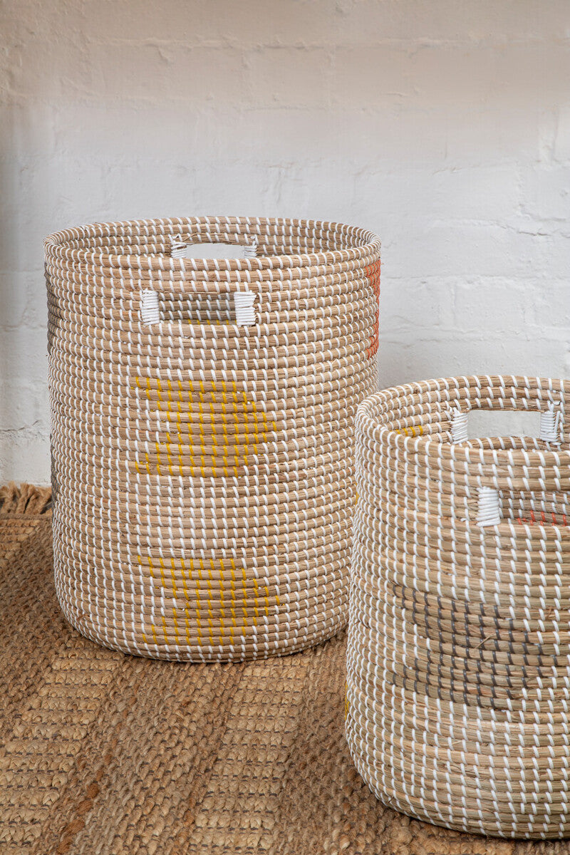 Orsina Bora Seagrass Storage Baskets - Set of 2 Woven Boho Baskets