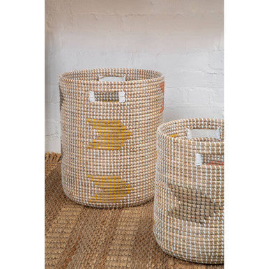 Orsina Bora Seagrass Storage Baskets - Set of 2 Woven Boho Baskets