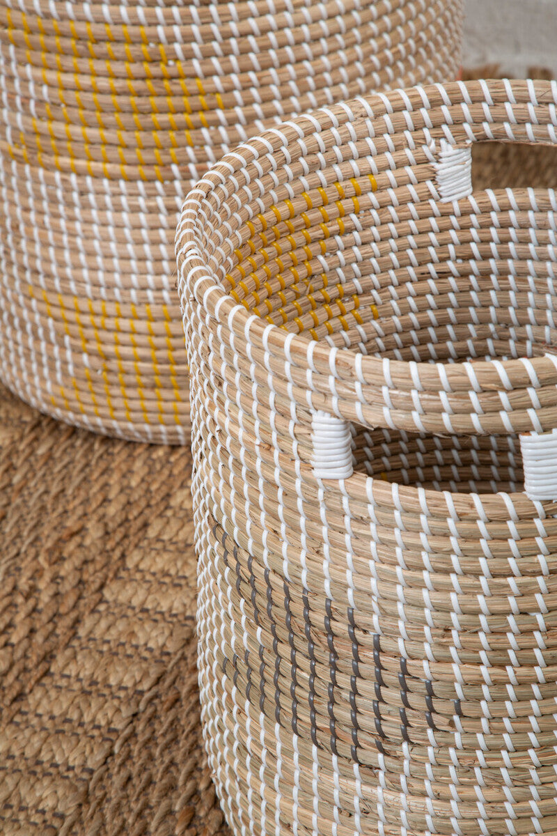 Orsina Bora Seagrass Storage Baskets - Set of 2 Woven Boho Baskets