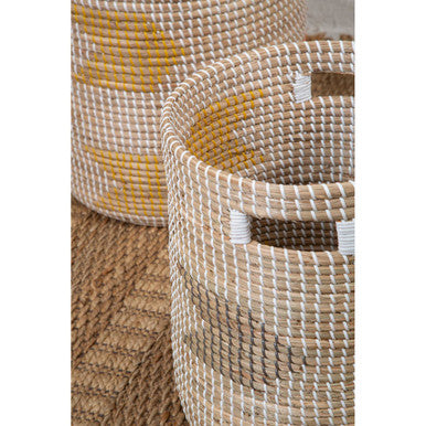 Orsina Bora Seagrass Storage Baskets - Set of 2 Woven Boho Baskets