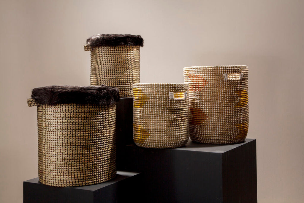 Orsina Bora Seagrass Storage Baskets - Set of 2 Woven Boho Baskets