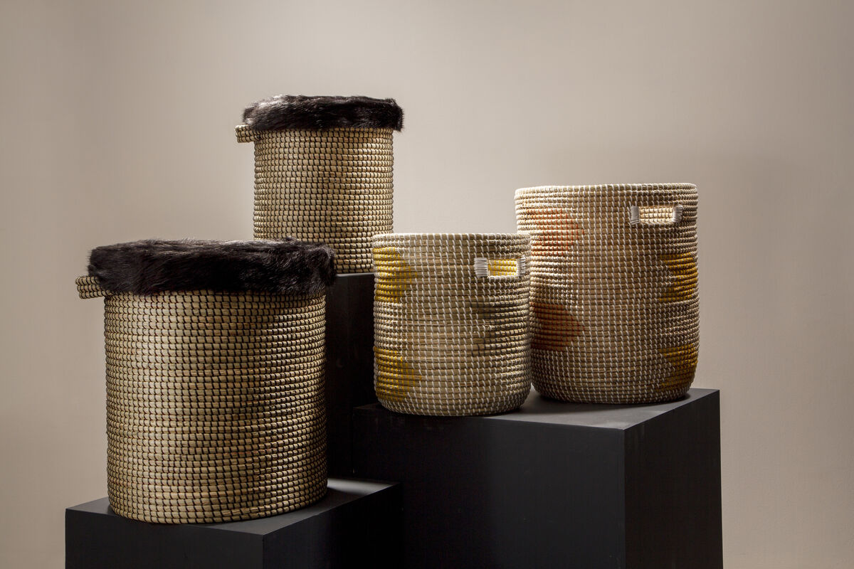 Orsina Bora Seagrass Storage Baskets - Set of 2 Woven Boho Baskets