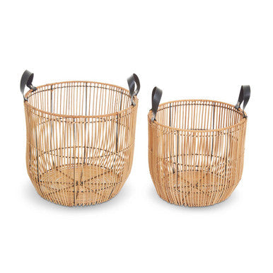 Orsina Batu Natural Rattan Baskets – Set of 2 Handwoven Storage