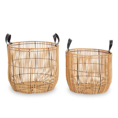 Orsina Batu Natural Rattan Baskets – Set of 2 Handwoven Storage