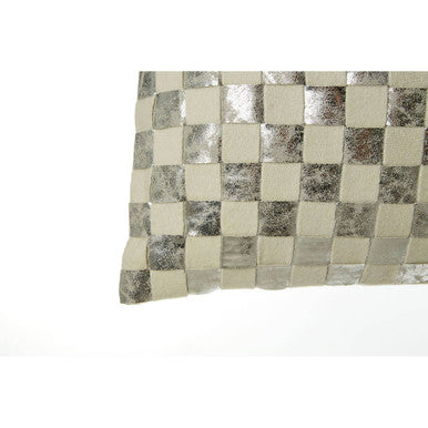 Orsina Kensington Rectangular Wool Check Lumbar Cushion - Ivory Silver