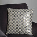 Orsina Kensington Square Wool Check Cushion – Ivory and Silver