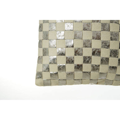 Orsina Kensington Square Wool Check Cushion – Ivory and Silver