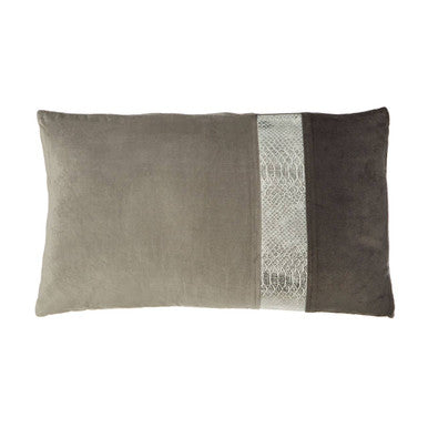 Orsina Kensington Grey Rectangular Cotton Cushion | Metallic Detail