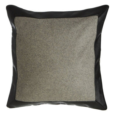 Orsina Bosie Hampstead Grey Felt and Black Faux Leather Square Cushion