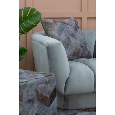 Orsina Bosie Safira Grey Chevron Hair on Leather Patchwork Cushion