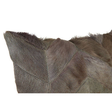 Orsina Bosie Safira Grey Chevron Hair on Leather Patchwork Cushion