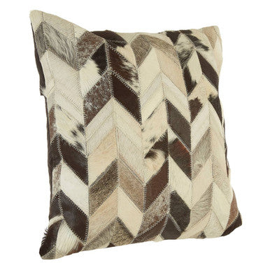 Orsina Safira Cowhide Patchwork Cushion – Black and White Leather