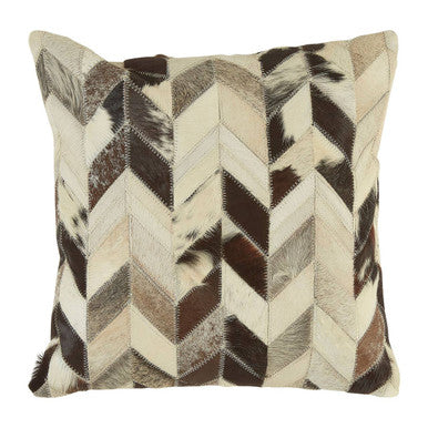 Orsina Safira Cowhide Patchwork Cushion – Black and White Leather