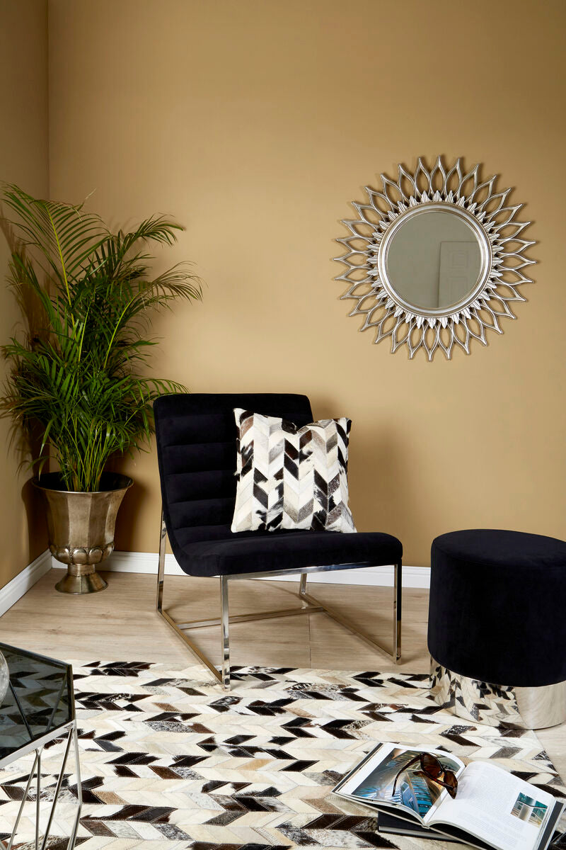 Orsina Safira Cowhide Patchwork Cushion – Black and White Leather