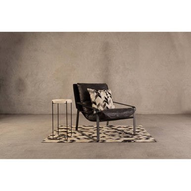 Orsina Safira Cowhide Patchwork Cushion – Black and White Leather