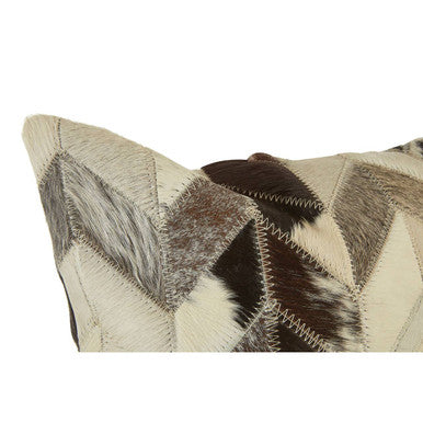 Orsina Safira Cowhide Patchwork Cushion – Black and White Leather