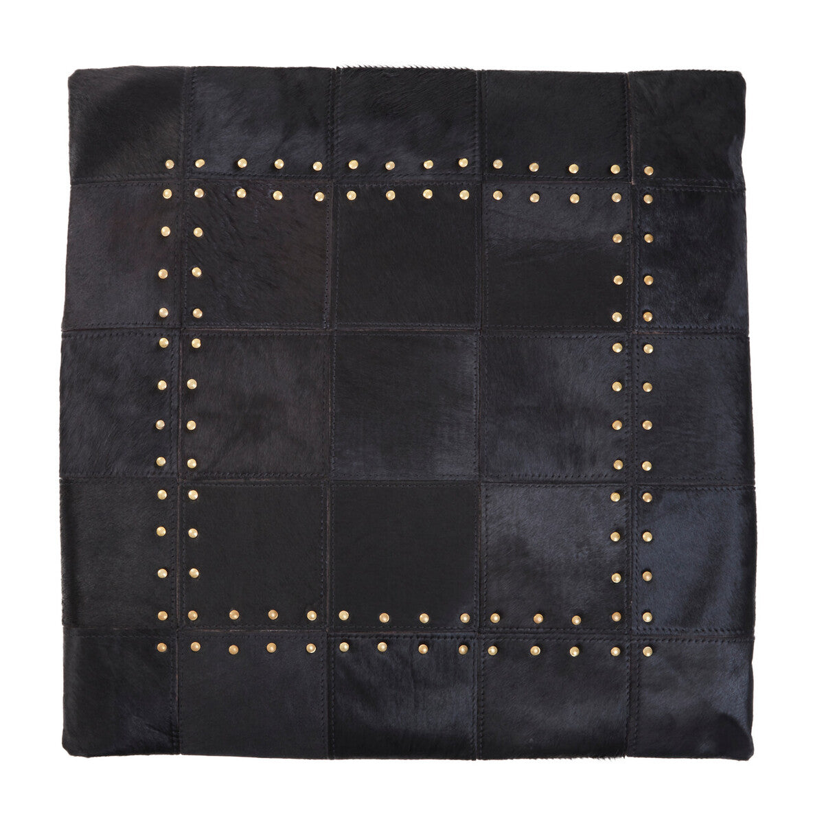 Orsina Safira Black Hair-on Leather Patchwork Cushion – Luxury Decor