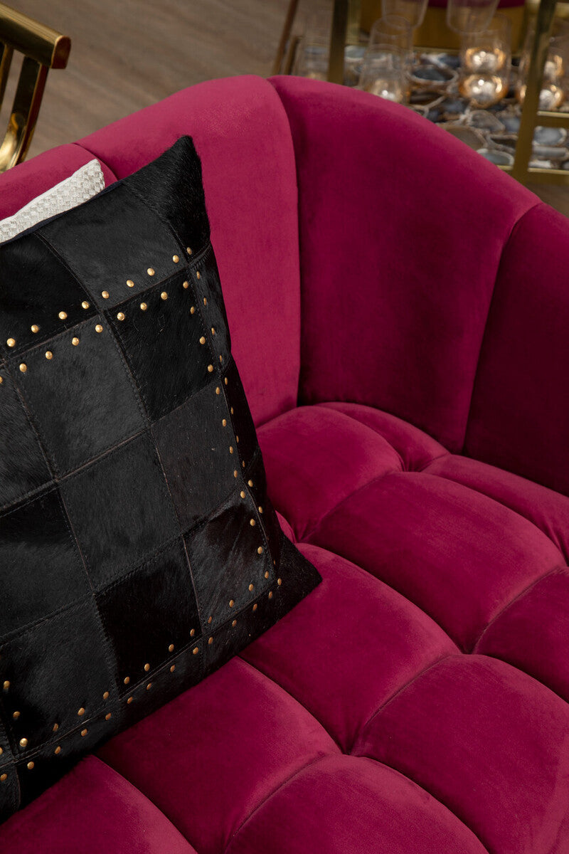 Orsina Safira Black Hair-on Leather Patchwork Cushion – Luxury Decor