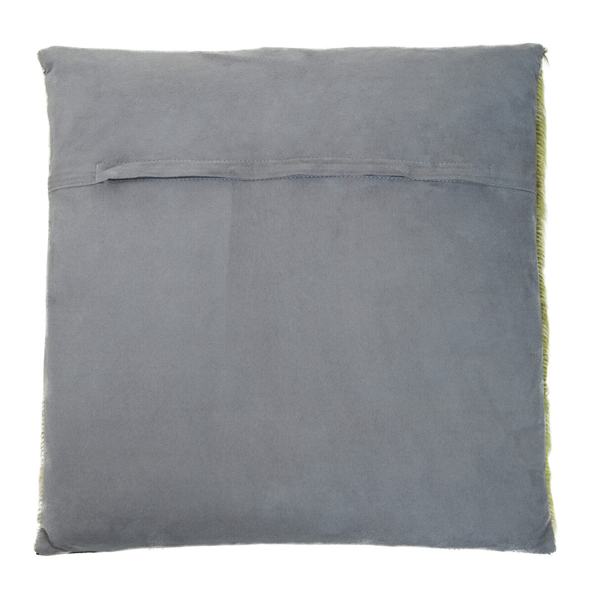 Orsina Safira Geometric Hair on Leather Patchwork Cushion – Yellow & Grey