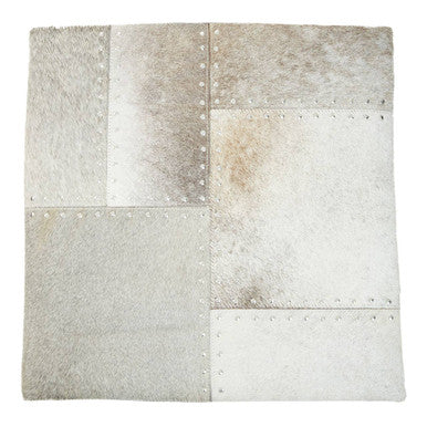 Orsina Bosie Safira Grey Hair on Leather Patchwork Accent Cushion