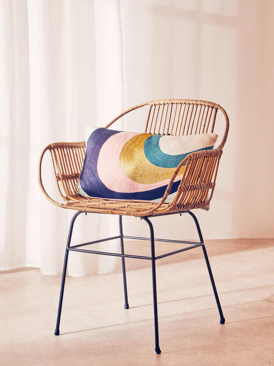 Orsina Bosie Ozella Curved Stripes Embroidered Decorative Cushion